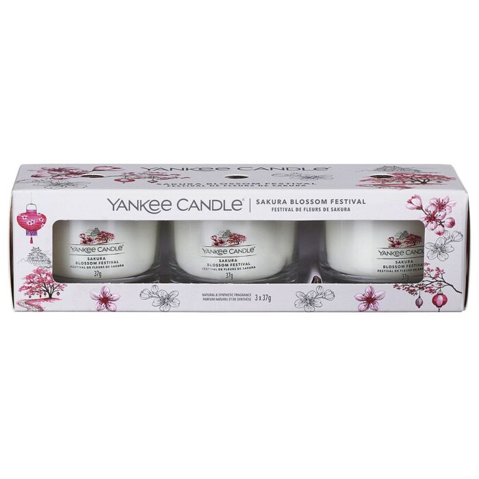 Yankee Candle - 3 Filled Votive Candles - Sakura Blossom Festival